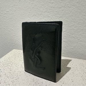 YSL Monogram Green Patent Leather Card Holder Wallet